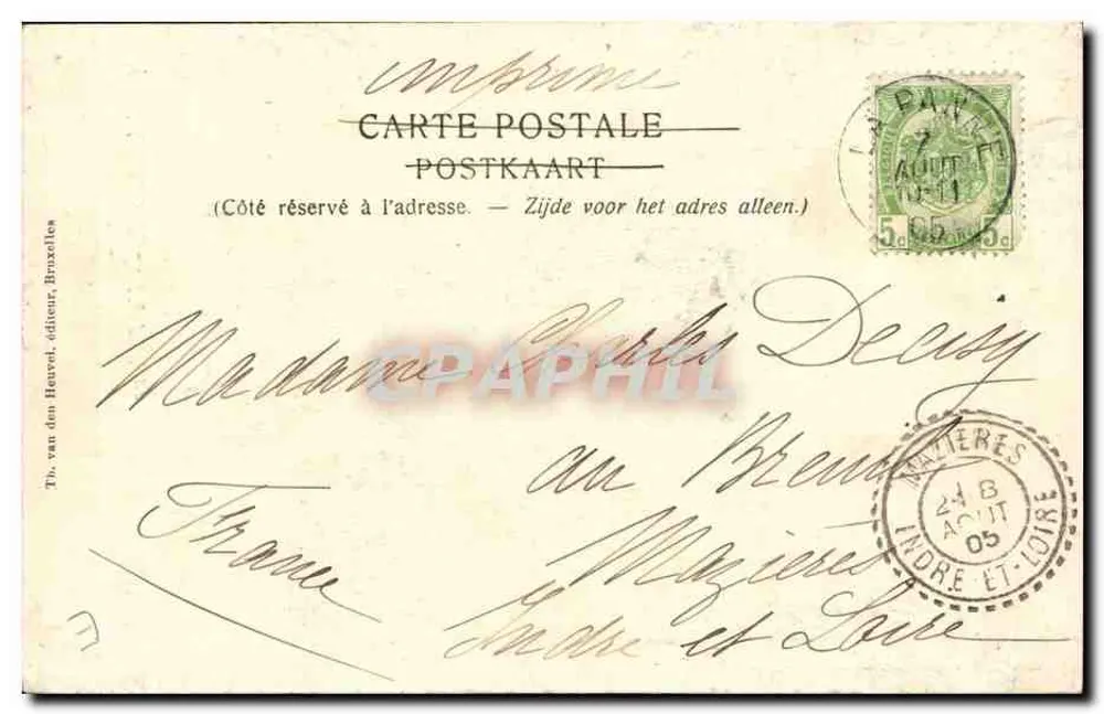 La Panne — Ein Fischer — Th. van den Heuvel, Verleger, Nr. 24 - Rückseite