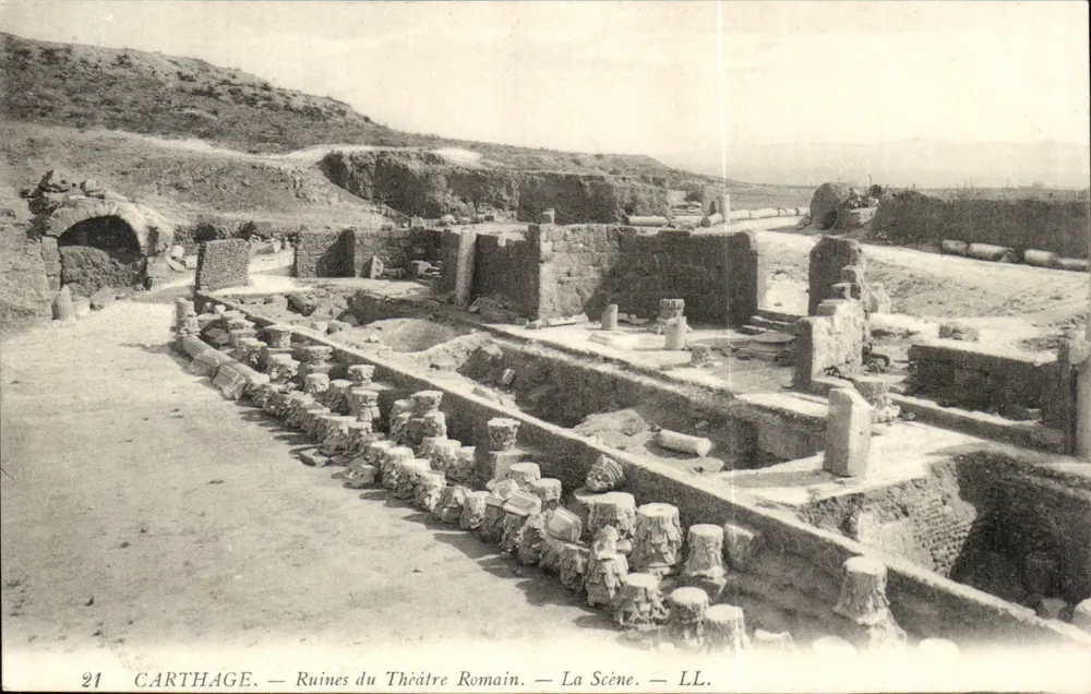 Carthage — Ruinen des römischen Theaters — Die Bühne — LL. — Nr. 21 - Vorderseite