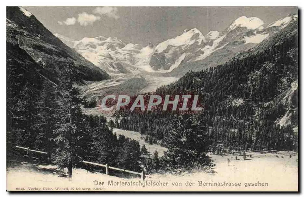 Morteratsch-Gletscher vom Berninastrasse aus gesehen — Verlag Gebr. Weheli, Kilchberg, Zürich, n° 6648 - Vorderseite
