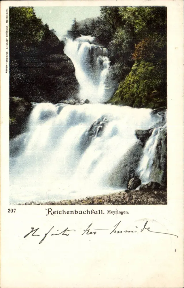 Reichenbachfall — Blick auf den Wasserfall in Meyringen — Photo-Chem. Austalt Brüssel, Nr. 207 - Vorderseite