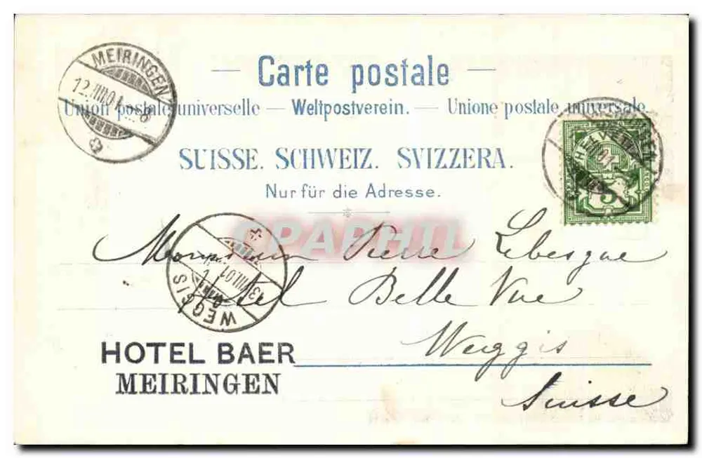 Reichenbachfall — Blick auf den Wasserfall in Meyringen — Photo-Chem. Austalt Brüssel, Nr. 207 - Rückseite