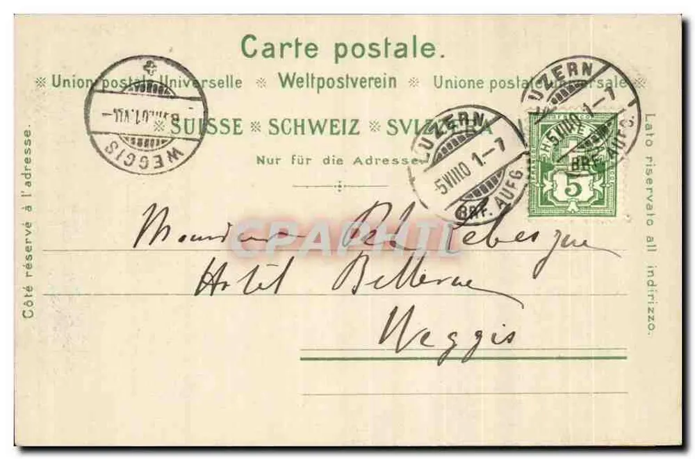 Tellsplatte — vista lacustre com capela e montanha — Amitiés, No. 387 - Verso