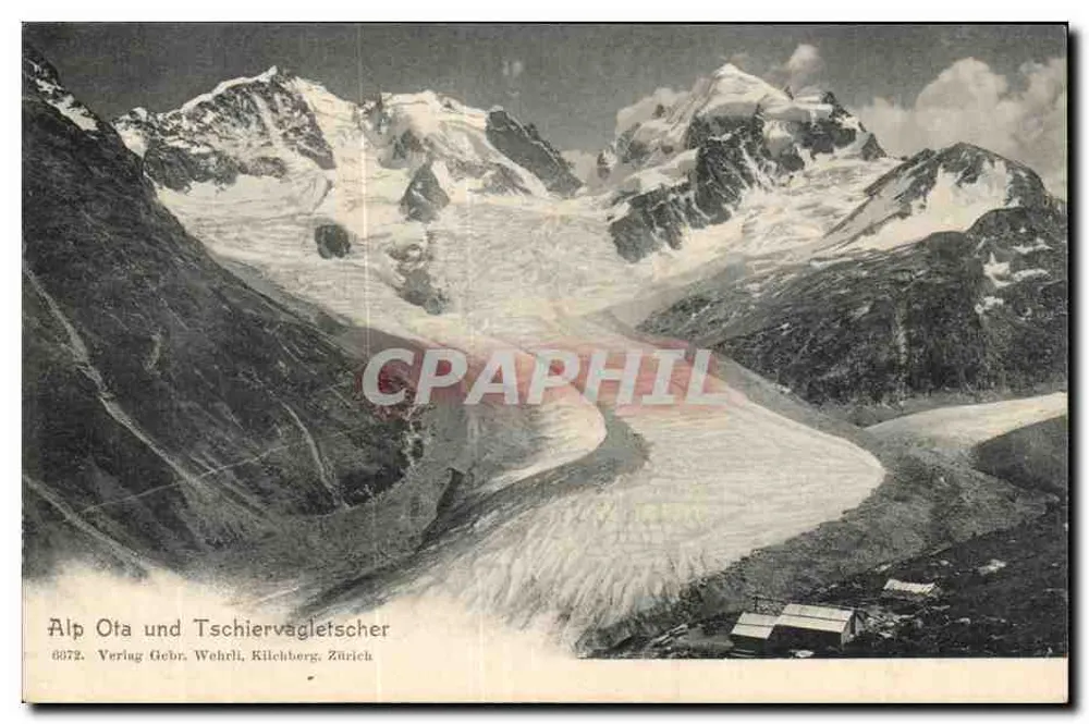 Alp Ota und Tschiervagletscher — glaciar alpino suíço — Verlag Gebr. Weheli, Kilchberg Zürich, n° 6872 - Frente