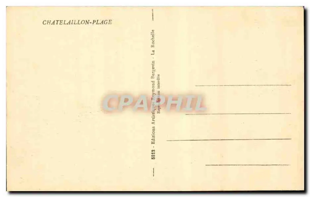 Crianças brincando no mar — Châtelaillyon-Plage — Edições Artificielle Raymond Bergévin - Verso