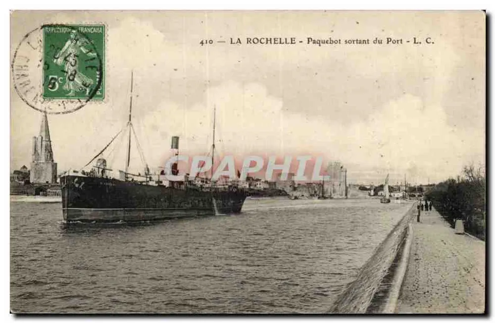 La Rochelle - Navio saindo do porto - L.C. - n°410 - Frente