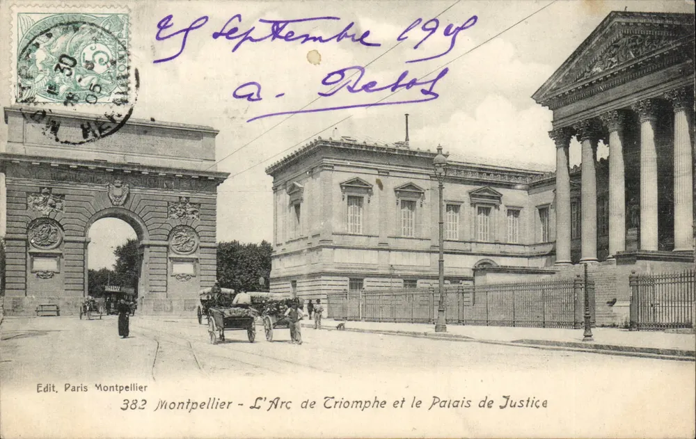 Montpellier - Der Triumphbogen und das Palais de Justice — Edit, Paris Montpellier, n°382 - Vorderseite