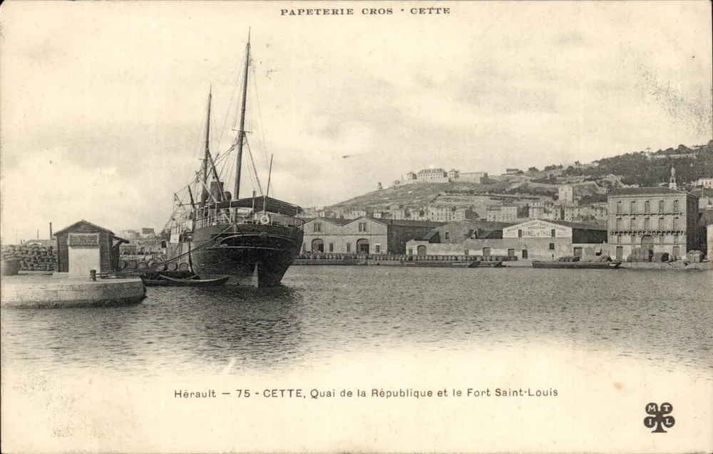 CETTE — Quai de la République und Fort Saint-Louis — Papeterie Cros - Vorderseite