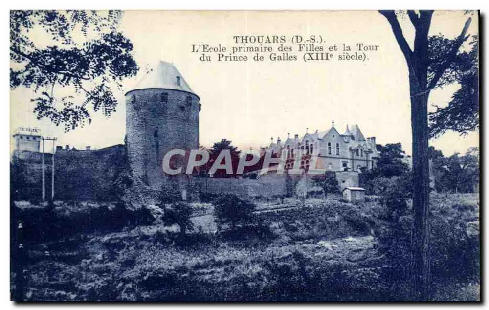 Thouars (D.S.) — Die Primarschule für Mädchen und die Turm des Prinzen von Wales (13. Jahrhundert) - Vorderseite