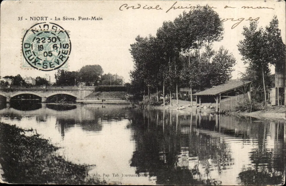 Niort - A Sèvre. Ponte-Main — editor N. Alix, Tab. Jornais Niort, n°35 - Frente