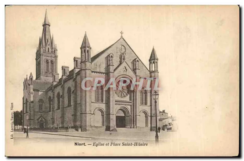 Niort — Kirche und Place Saint-Hilaire — Lib. Lacroix-Taury, Niort - Vorderseite