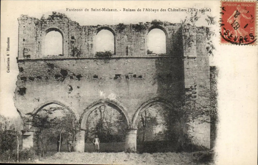 Ruínas da Abadia dos Châteliers — Ao redor de Saint-Maixent — Coleção E. Blanchon - Frente