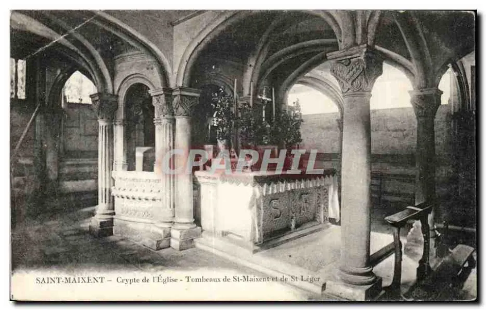 Saint-Maixent – Grabkammer der Kirche – Gräber von St-Maixent und St Léger - Vorderseite