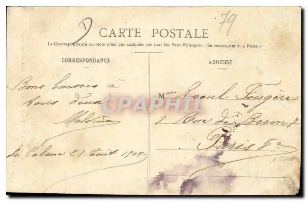 St-Maixent - Estátua do Coronel Denfert-Rochereau — J. Nauche, edição n°29 - Verso