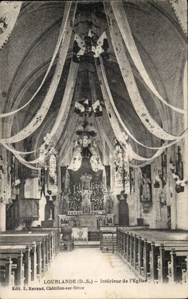 Loublande (D.S.) — Interior da Igreja — Edit. L. Ravaud, Châtillon-sur-Sèvre - Frente