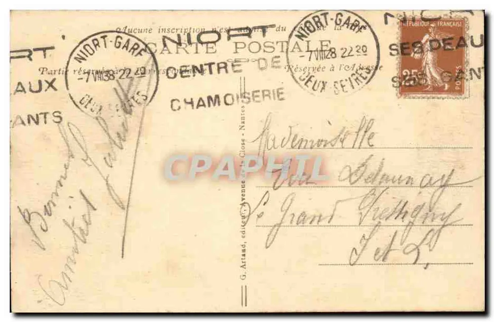 Niort — O Hotel de Ville — A. Baussay, editor - Niort - Verso
