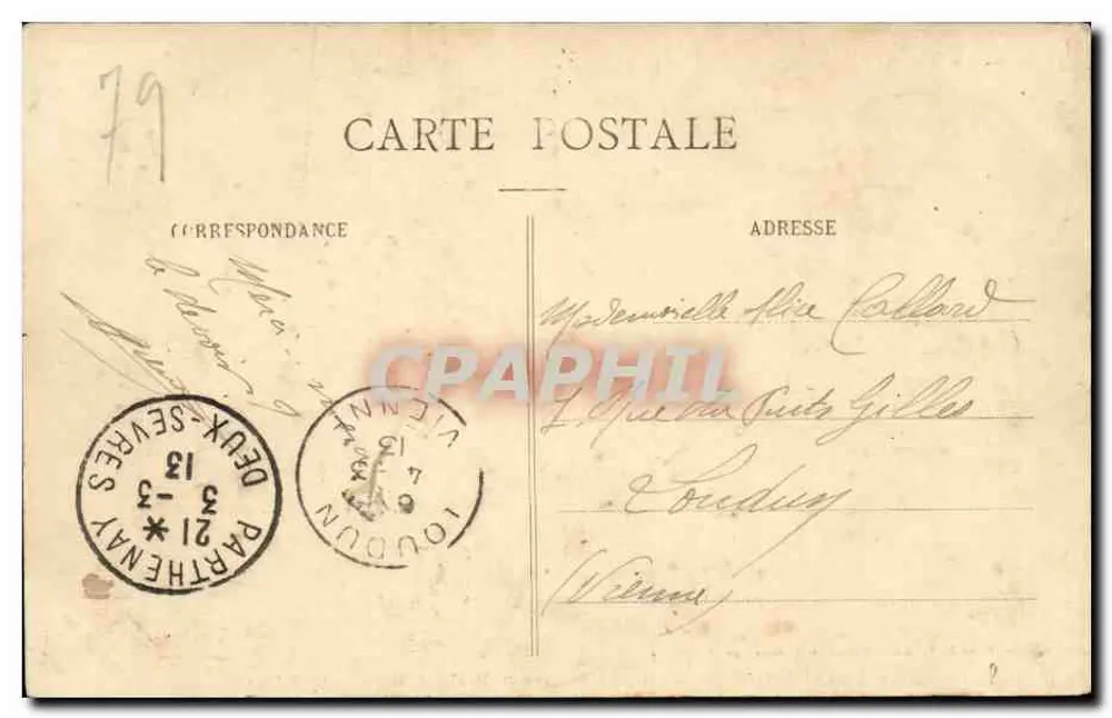 Parthenay — Allgemeiner Blick, aufgenommen vom Godineau-Mühle — Foto von H. und F. Thomas, Sammlung A. Bourdeau, 8. Ausgabe - Rückseite