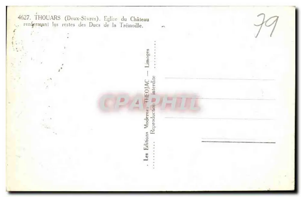 Thouars (Deux-Sèvres) — Kirche des Schlosses, die die Überreste der Herzöge von La Trémoille beherbergt — Éditions Théojac - Rückseite
