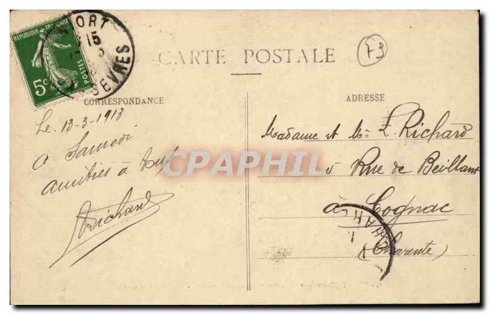 Niort (Deux-Sèvres) — Bairro do 7º Hussards — Desfile da Guarda — N. Alire, papel-tabaco-jornais, Niort - Verso