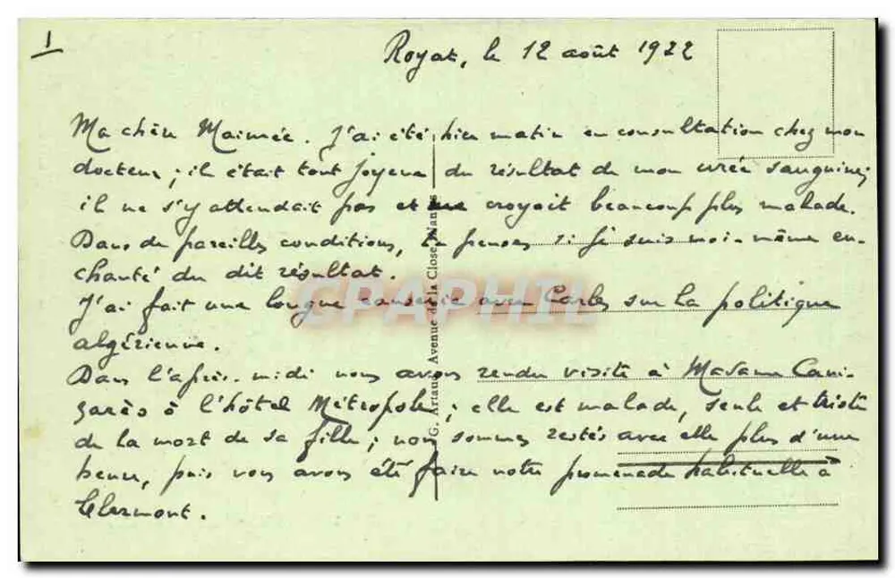 Toulouse - O Claustro — Bilhete postal antigo n°152, editor não visível - Verso
