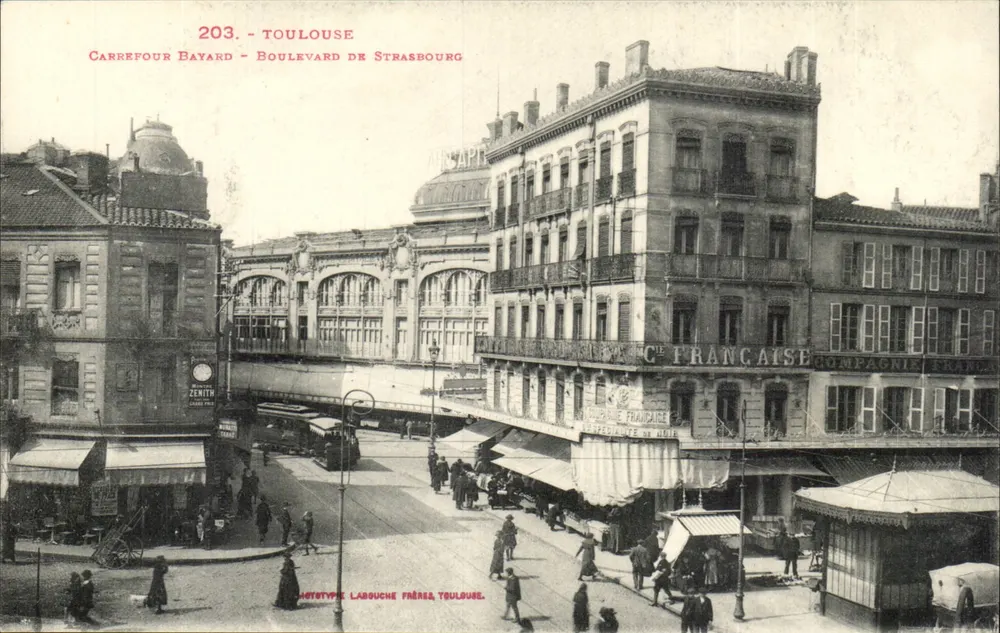 Kreuzung Bayard - Boulevard de Strasbourg - Toulouse — Mototypie Labouche Frères, Toulouse, n°203 - Vorderseite