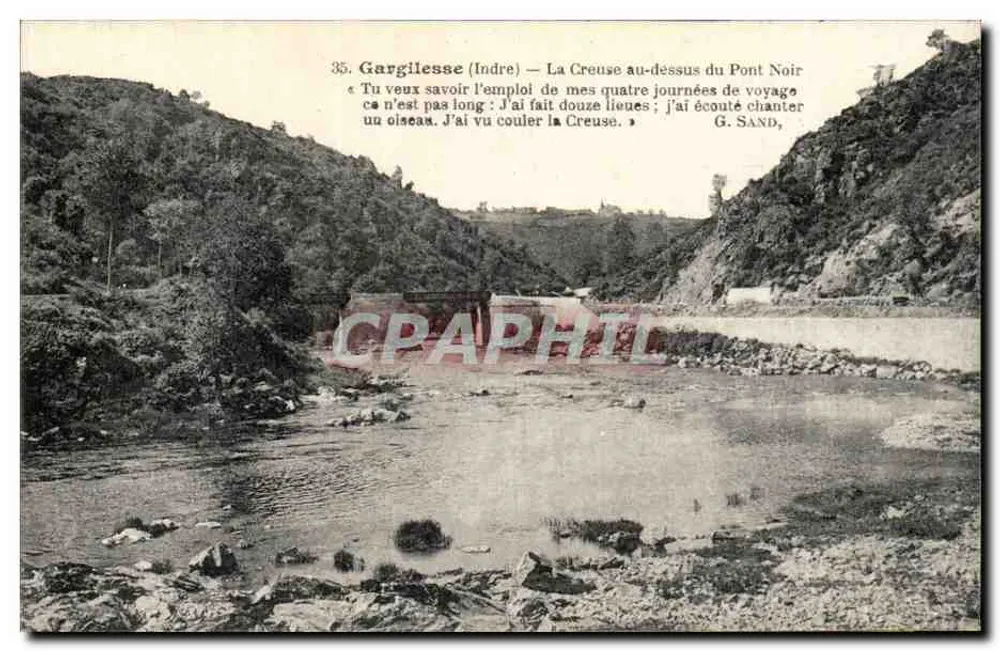 Gargilesse (Indre) — Die Creuse über dem Pont Noir — G. Sand - Vorderseite