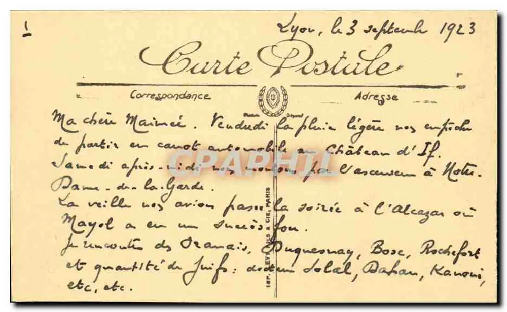 Marselha — O Boulevard Dugommier — Uma avenida — Selecta - Verso