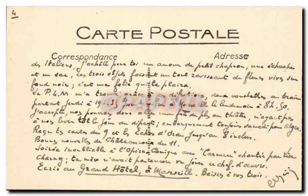 Marselha — O Hotel de Ville — LL. — Cosmos Cl. - Verso