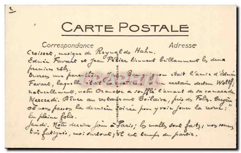 Marseille — La Cannebière — LL - Verso