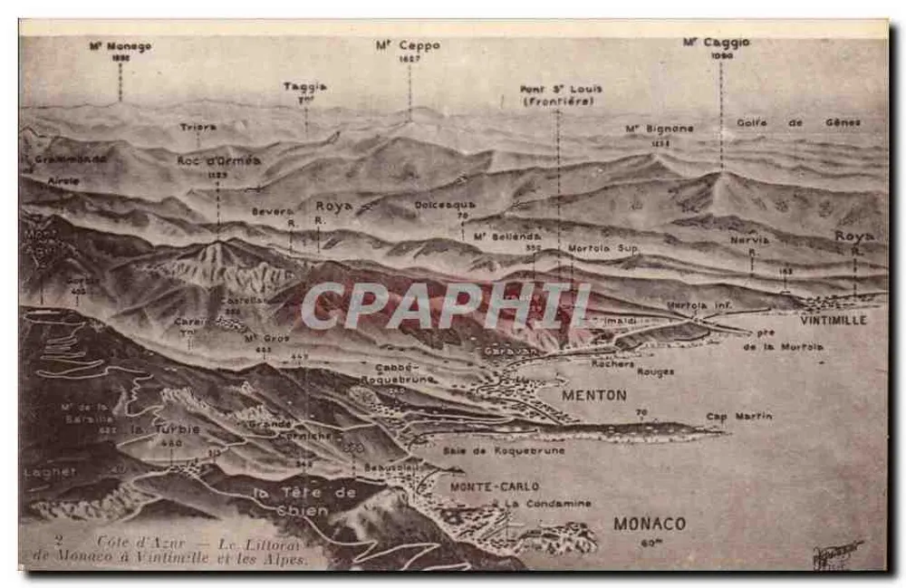 Côte d'Azur — Die Küste von Monaco bis Vintimille und die Alpen — Verlag: Neudien Frères, Toulon - Vorderseite