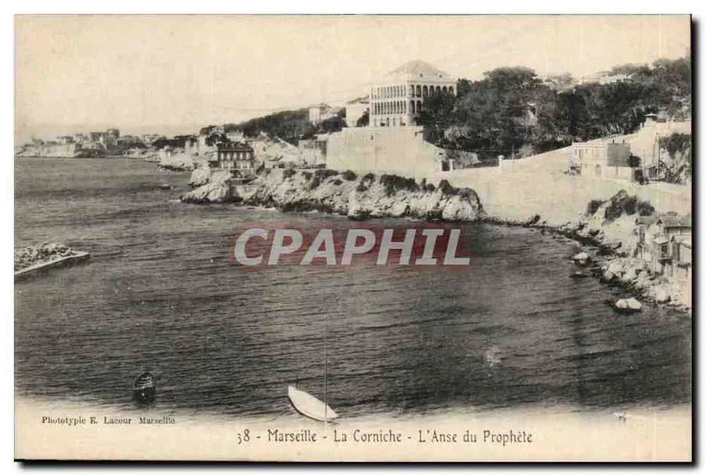 Marseille - A Corniche - A Ense do Profeta — Fototipia E. Lacour Marseille - Frente