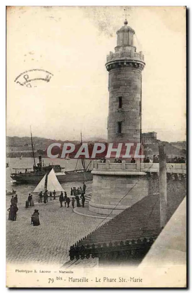 Marselha — O Farol de Santa Maria — Fototipo E. Lacour, n°79 bis - Frente