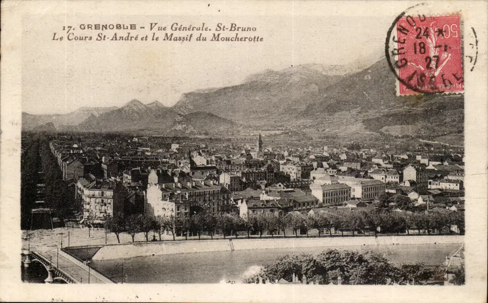 Grenoble - Allgemeiner Blick. St-Bruno. Der Cours St-André und der Moucherotte-Massiv - Vorderseite