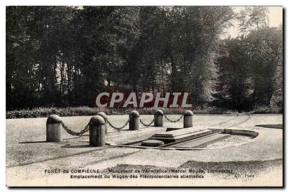 Floresta de Compiègne — Localização do vagão dos plenipotenciários alemães — Ed. Paris - Frente