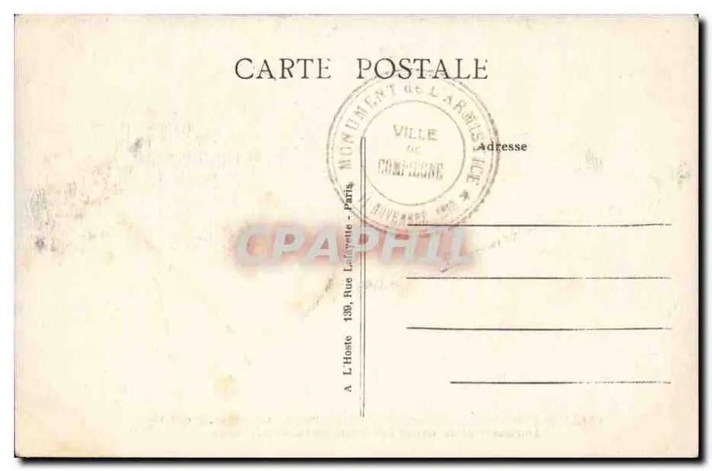 Floresta de Compiègne — Localização do vagão dos plenipotenciários alemães — Ed. Paris - Verso