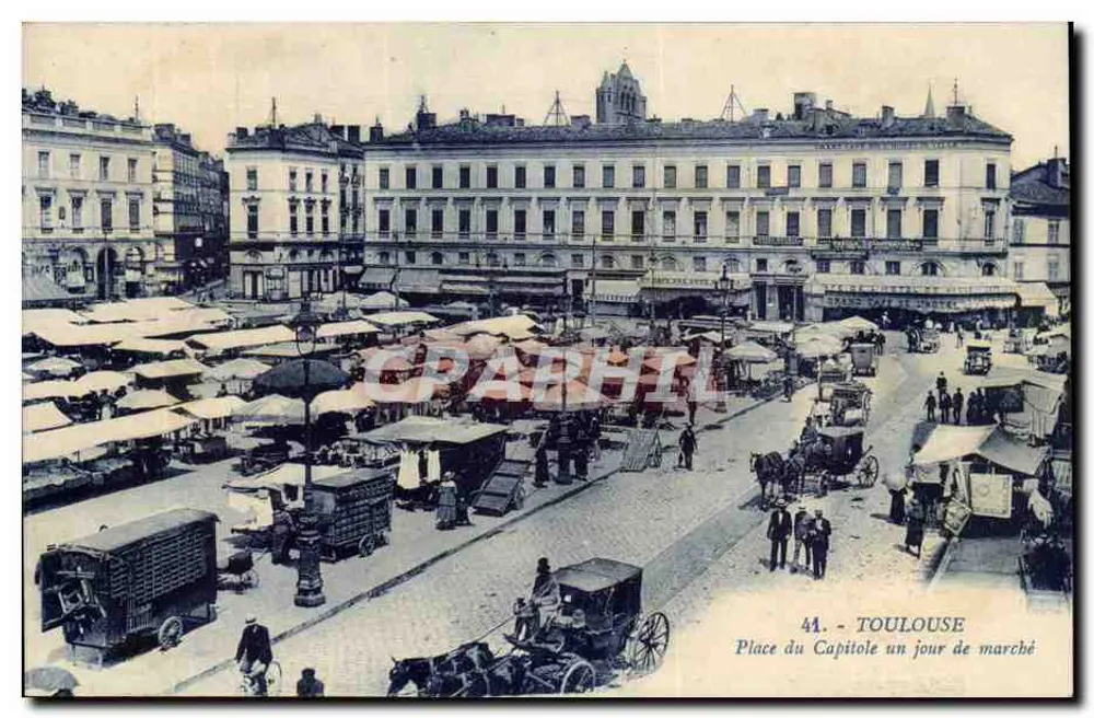 Toulouse - Place do Capitole em um dia de mercado — Grapahel, n°44 - Frente