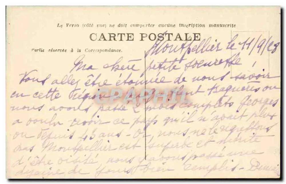 Montpellier — O Teatro — Edit. J. Joue, Montpellier - Verso