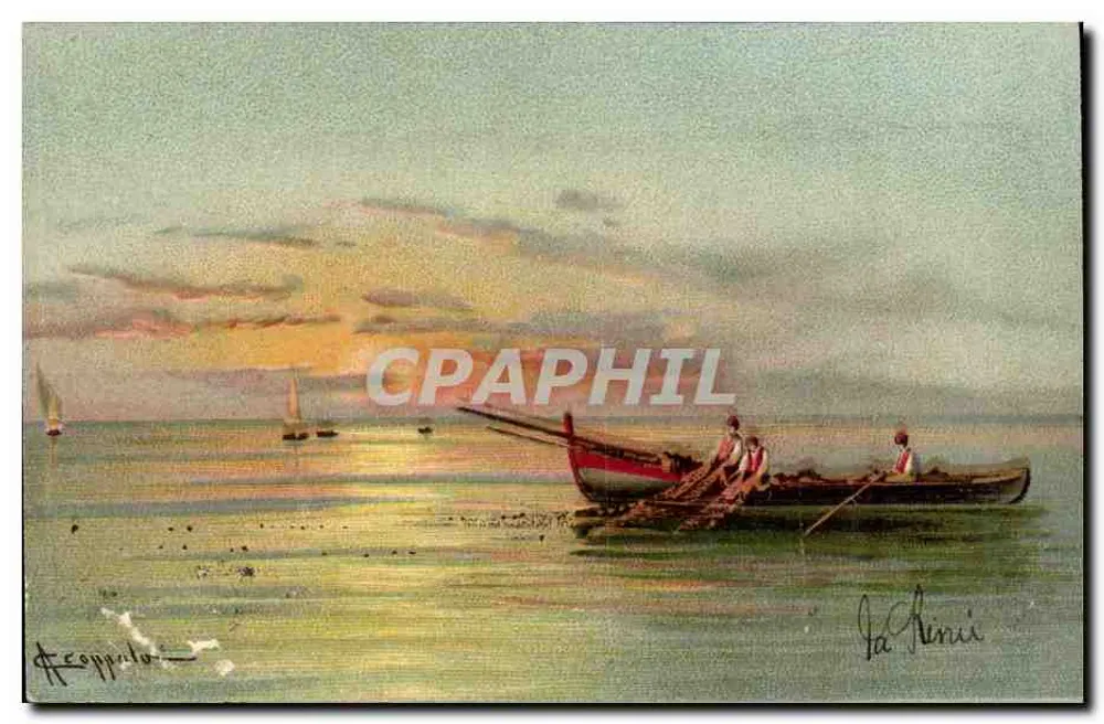 Paisagem marítima ao pôr do sol — La Pinie — A. Coppola - Frente