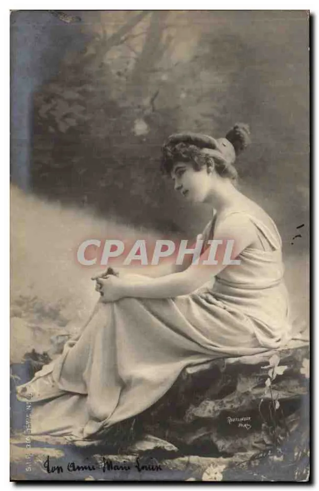Junge Frau in antikem Kleid — Portrait — Fotograf M. Rousset, Marseille - Vorderseite