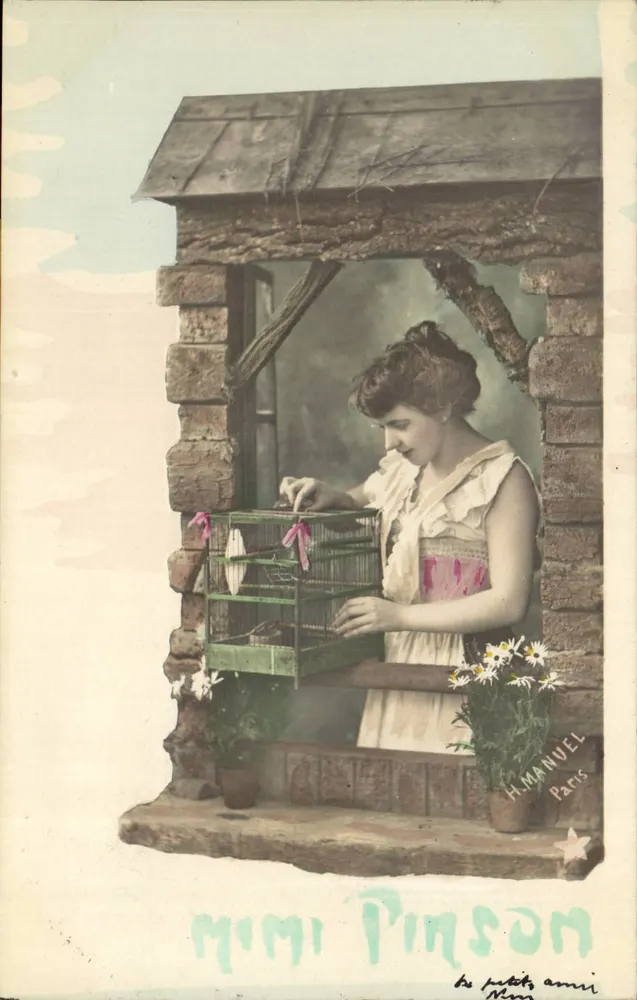 Frau mit Vogelkäfig — H. MANUEL Paris — n° 107 - Vorderseite