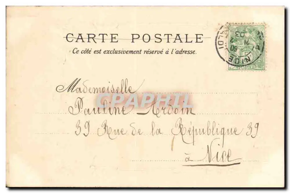 Fifi Pellegrini — Portrait im Profil — Raphael Tuck & Fils, Serie 112, n°6 - Rückseite