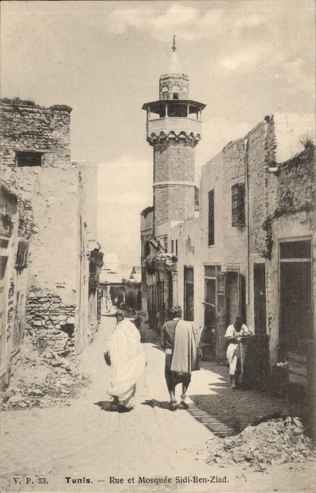 Tunis — Rue et Mosquée Sidi-Ben-Ziad — V.P. 33 - Recto