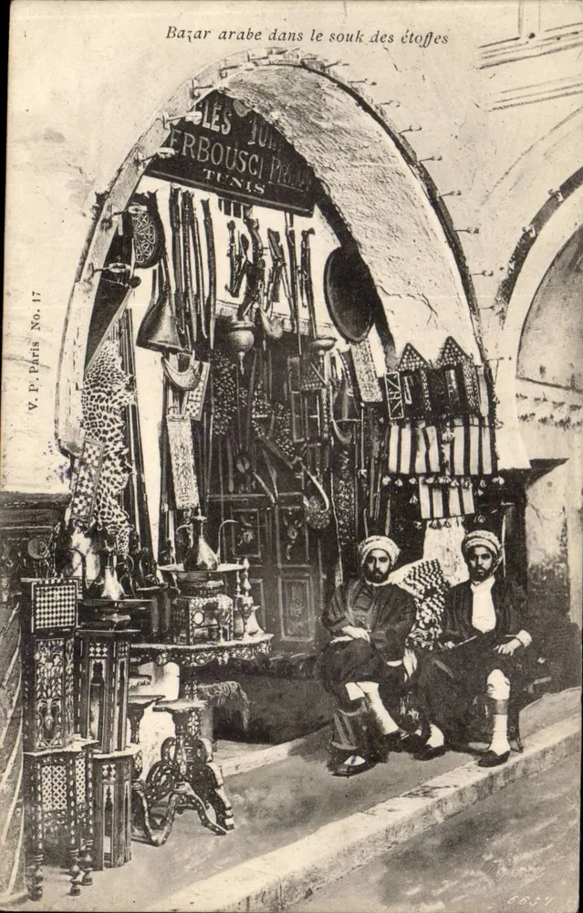 Arabischer Bazar im Stoffmarkt — Die Toubousci in Tunis — V.P. Paris Nr. 17 - Vorderseite