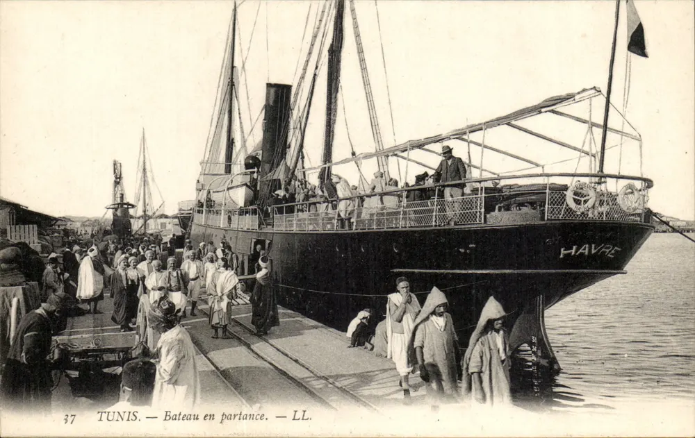 TUNIS — Abfahrendes Schiff — LL. - Vorderseite