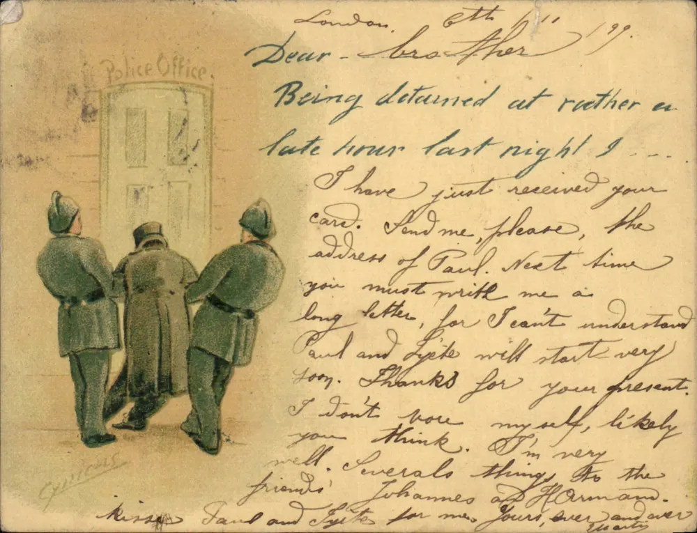 Great Britain Vintage Postcard Police Office (police officers) Illustrator Rare postcard from 1899 ! TOP