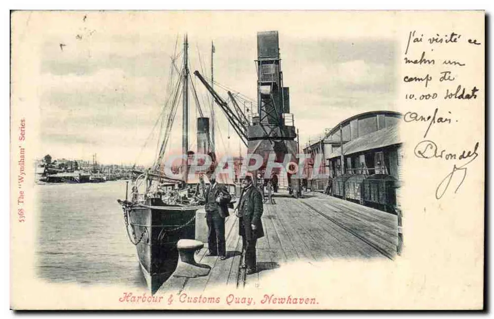 Puerto y muelle aduanal de Newhaven — serie 'Wynham' n°598 — editor no visible - Anverso