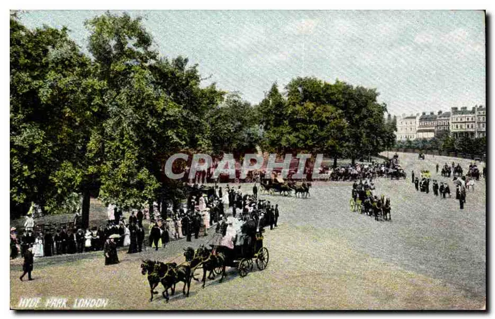 Hyde Park, London — lebendiges Bild mit Kutschen — P.P. & P. Croydon - Vorderseite