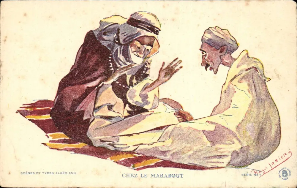 Chez le marabout — Scènes et types algériens — Série No 1, éditeur Jarrier - Recto