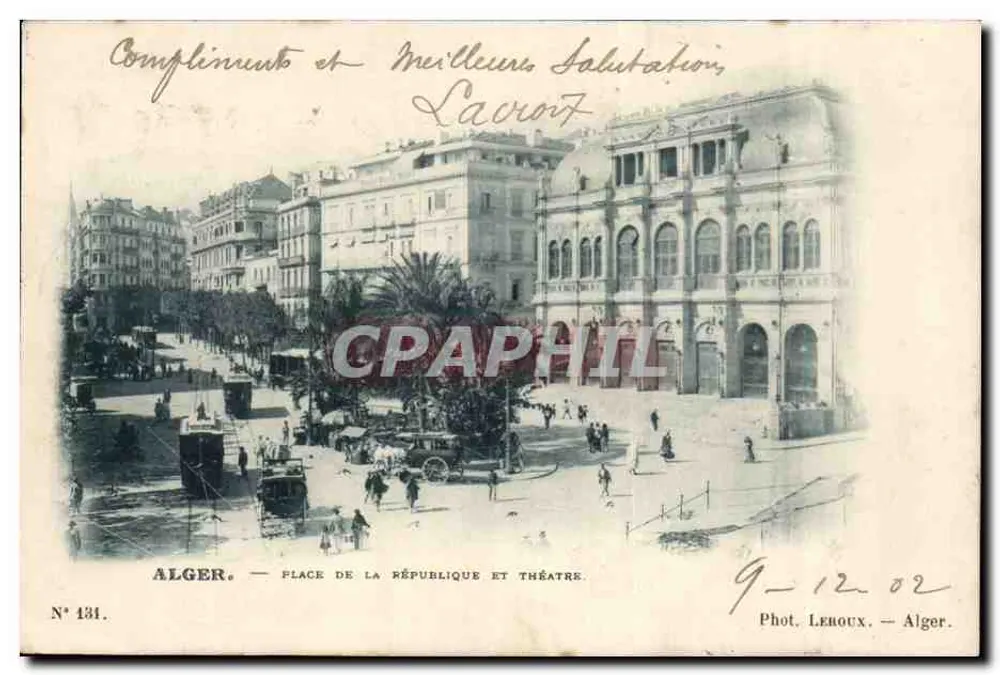 Algier — Place de la République und Theater — Fot. Leroux — Nr. 131 - Vorderseite
