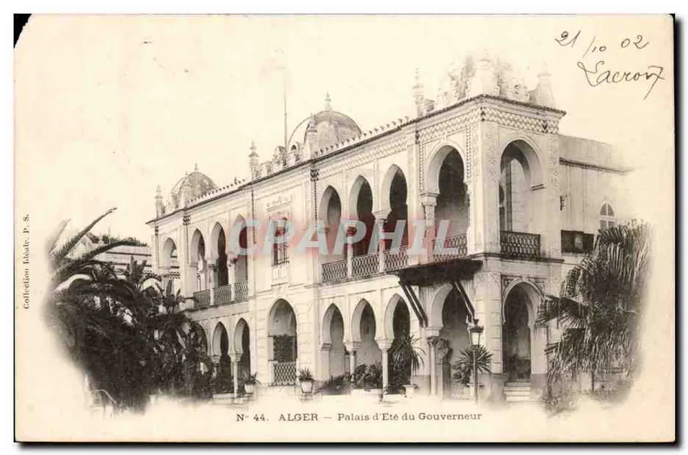 ALGER — Sommerpalast des Gouverneurs — Nr. 44, Sammlung P. S. - Vorderseite