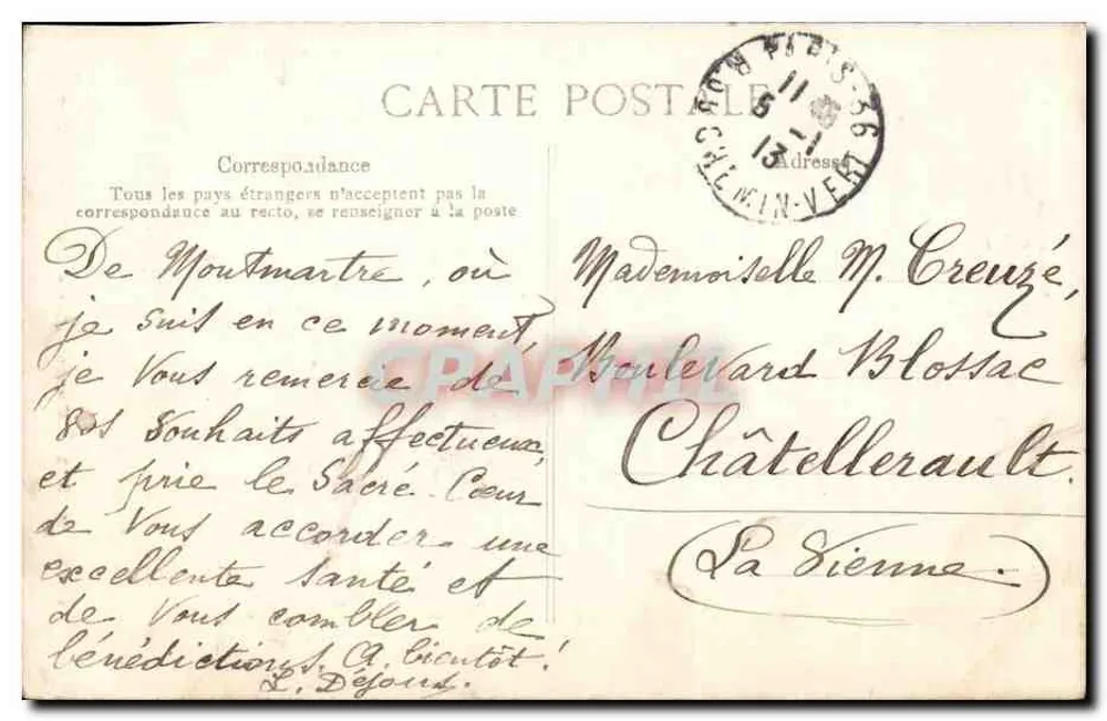 Paris - Montmartre - O Sagrado Coração — Editora E.D. n°4014 - Verso